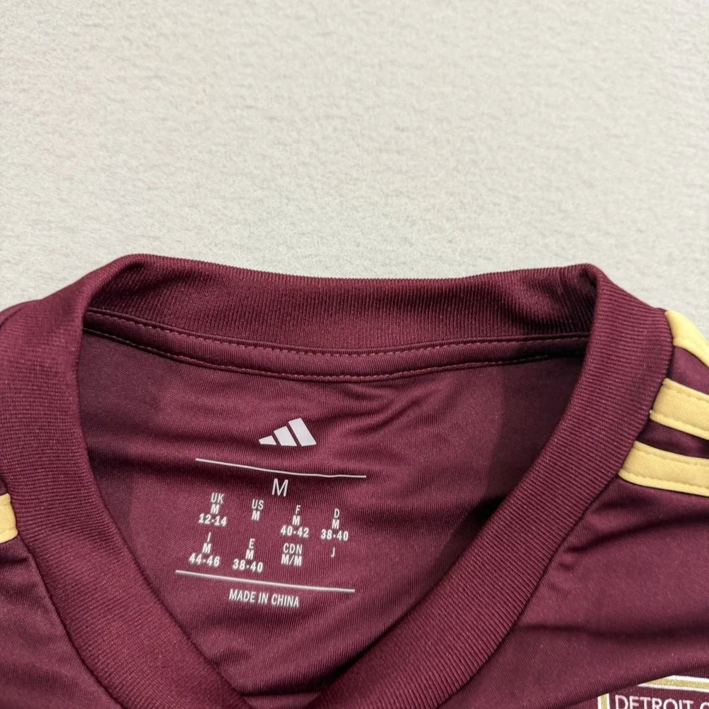 Adidas Detroit City FC Jersey Medium Maroon Red Gold 2025 Kit Futbol Michigan